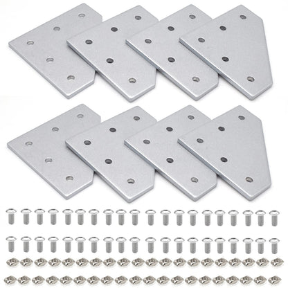 2020 Aluminum Extrusion Connector Bracket Set Included 8PCS Joint Plates,40Pcs M5 L-Slot Nuts and 40Pcs M5x8mm Hex Socket Cap Screw for 2020 Series Aluminum Profile 3D Printer Frame Silver
