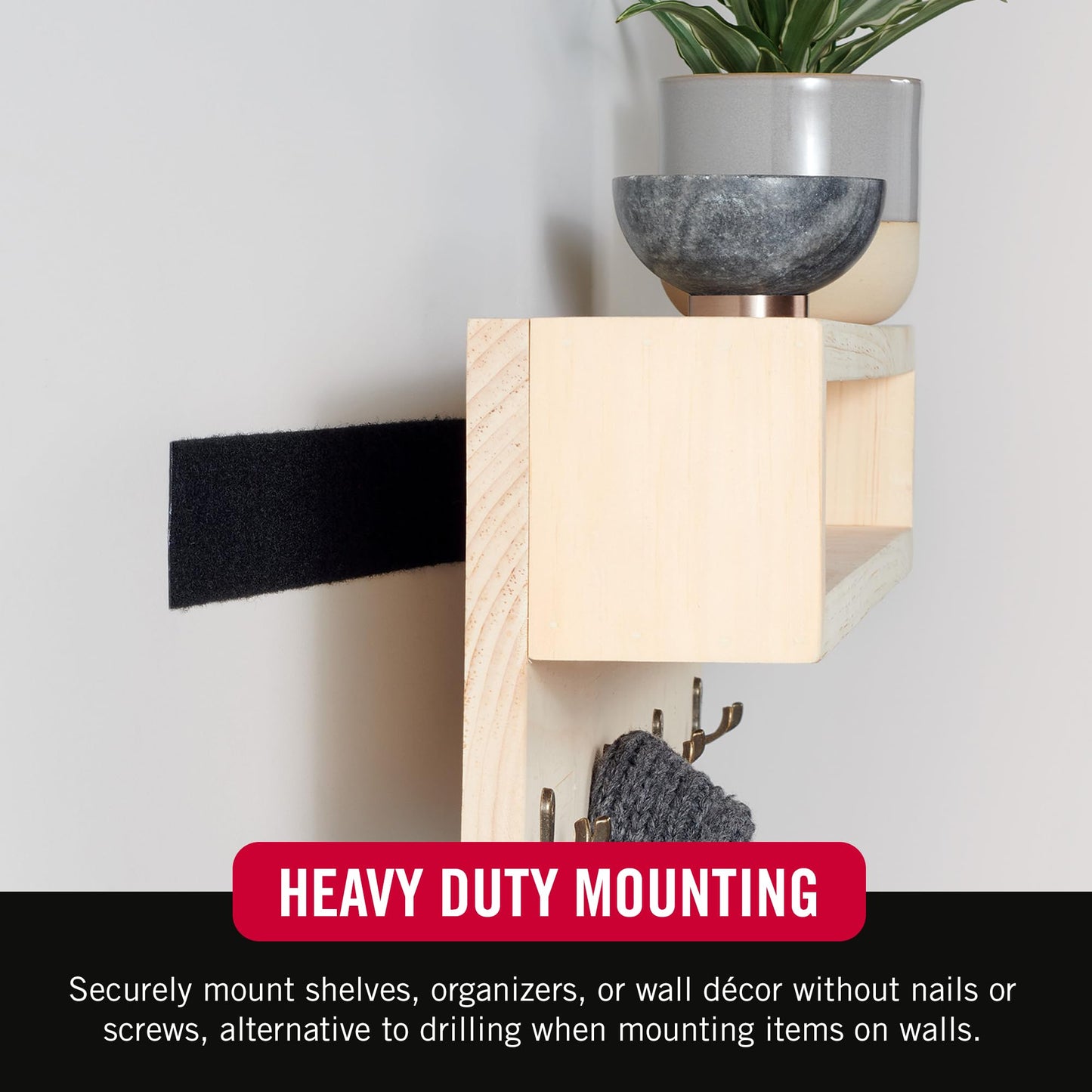 VELCRO Brand Heavy Duty Tape with Adhesive | 15 Ft x 2 In | Holds 10 lbs, Black | Industrial Strength Roll, Cut Strips to Length | Strong Hold for Indoor or Outdoor Use