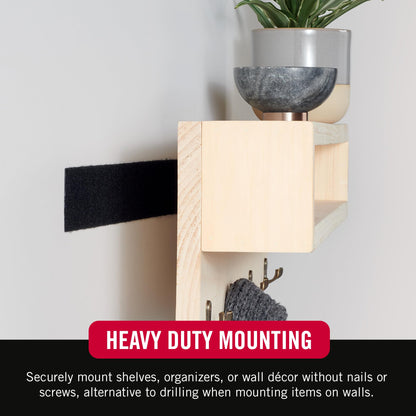 VELCRO Brand Heavy Duty Tape with Adhesive | 15 Ft x 2 In | Holds 10 lbs, Black | Industrial Strength Roll, Cut Strips to Length | Strong Hold for Indoor or Outdoor Use