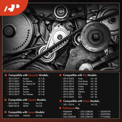 A-Premium Engine Serpentine Drive Belt Compatible with Toyota, Hyundai, Kia & Lexus Cars - Camry, RAV4, Elantra, Sonata, Accent, Tucson, Veloster, Kona, Soul, Optima, Rio, tC, NX350, & More