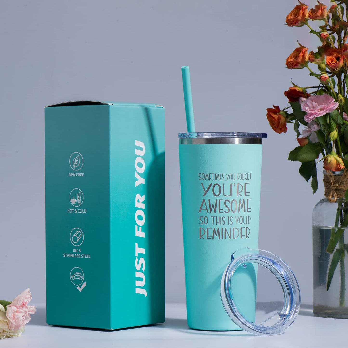 Birthday Appreciation Gifts for Women - Inspirational Tumbler for Her, Friends, Sister, Mom - You are Awesome - 22oz
