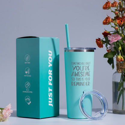 Birthday Appreciation Gifts for Women - Inspirational Tumbler for Her, Friends, Sister, Mom - You are Awesome - 22oz