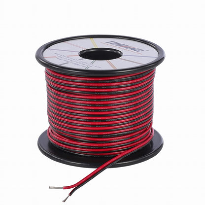 TUOFENG 22awg Electrical Wire 100 ft 22 Gauge Led Wire 2 Pin Extension Cable Wire Red Black Wires 12V/24V DC Cable for Led Strips Single Colour