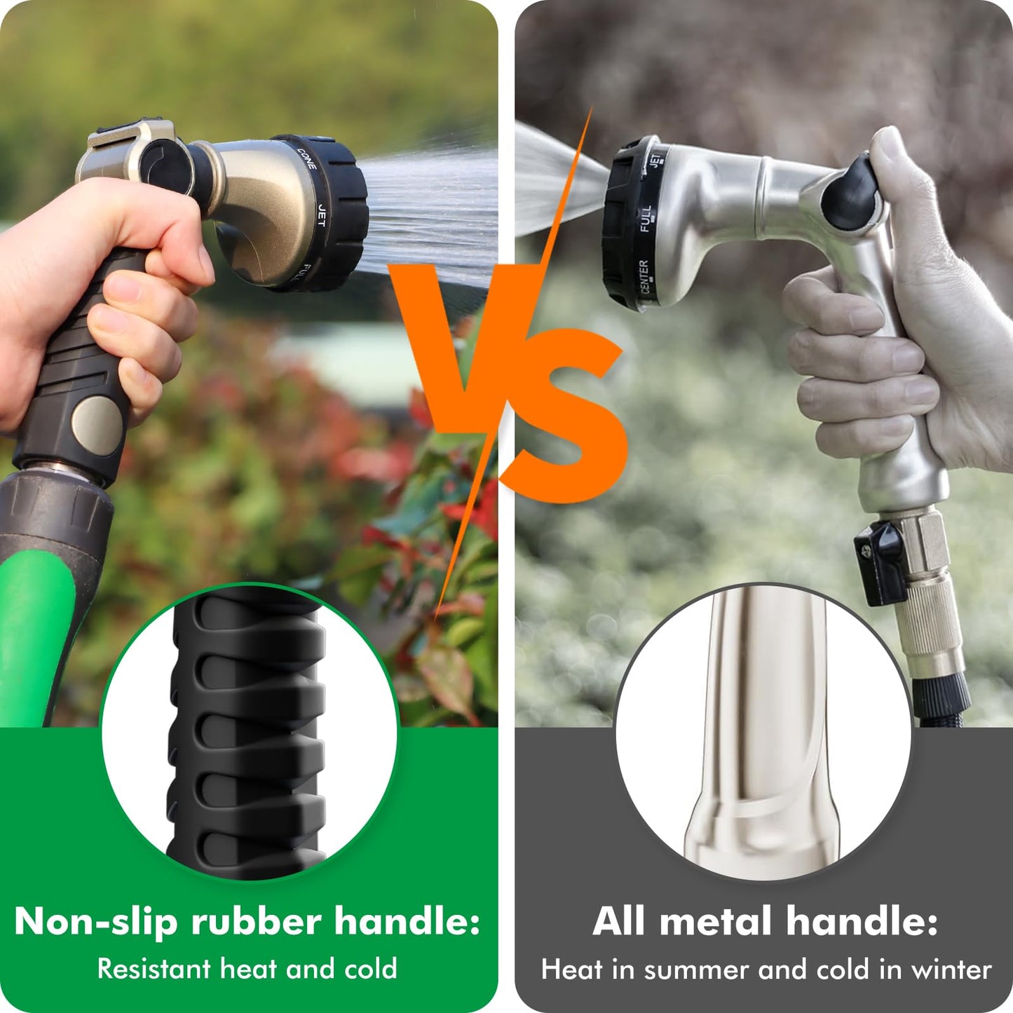 RESTMO Garden Hose Nozzle, Heavy Duty Metal Water Hose Sprayer with 7 Watering Patterns, Thumb Control | On Off Valve, High Pressure Nozzle Sprayer for Watering Plants, Car & Pet Washing, Bronze