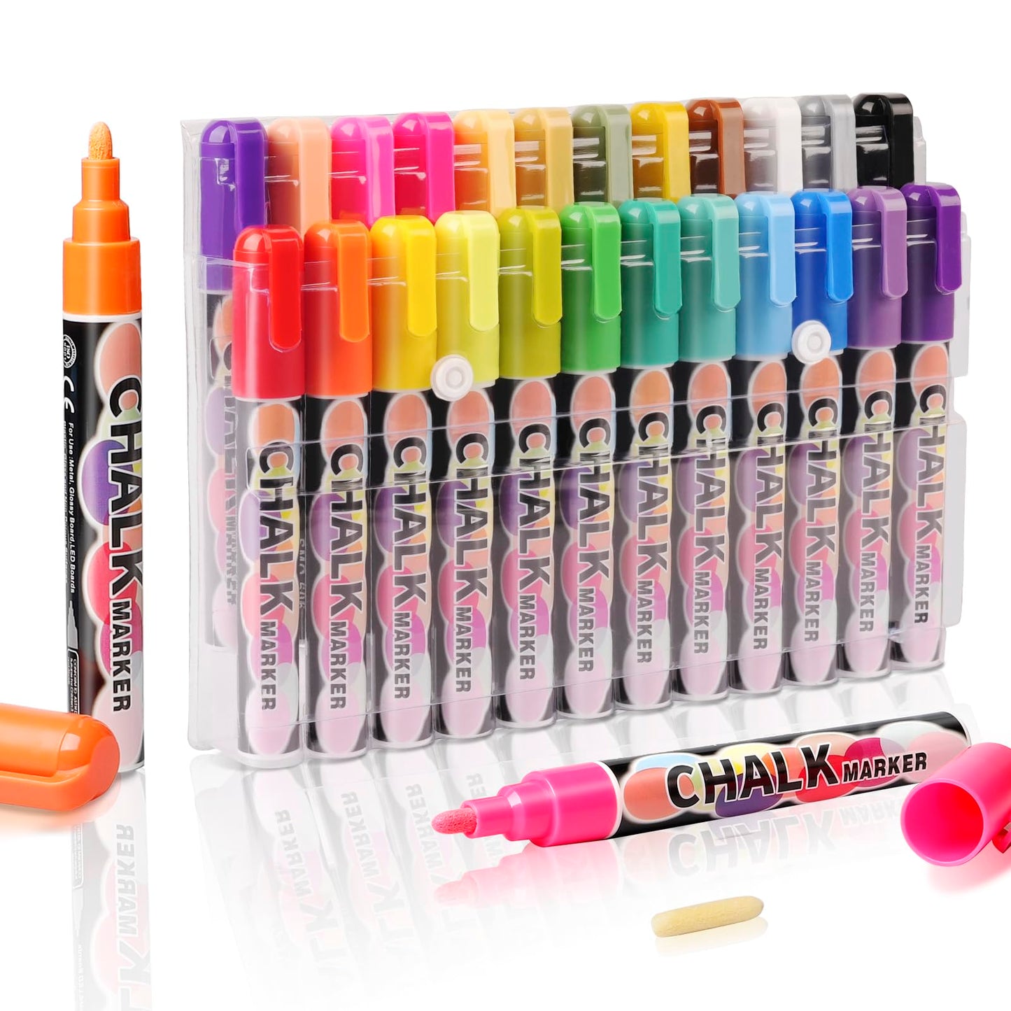 24 Liquid Chalk Markers,Chalk Markers for Blackboards, Chalk Board Markers for Dry Wet Erase, Non-Toxic Ink, Chalkboard Chalks for Non-porous Window,Glass,Bistro LED Board With Stickers