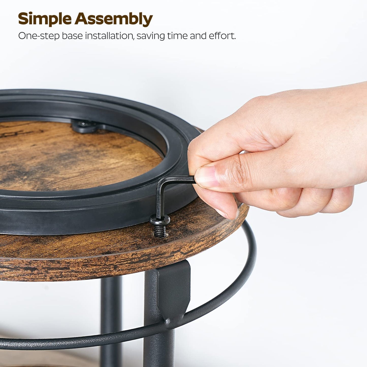 YATINEY Spice Rack, Rotating Spice Organizer for Cupboard, 2 Tier Lazy Susan Turntable, Industrial Countertop Organizer, for Kitchen and Cabinet, Compact and Versatile, Rustic Brown and Black SR22BR