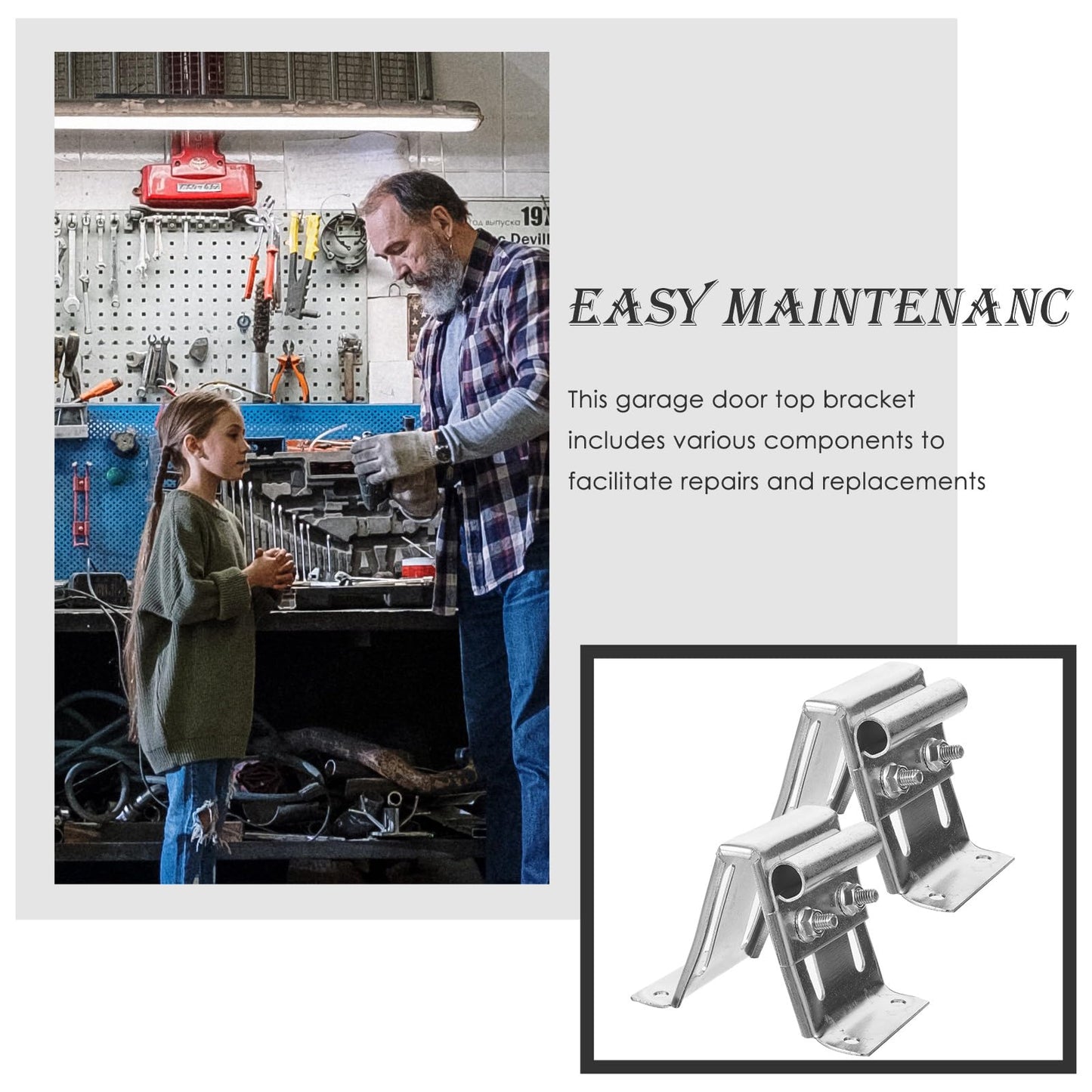 Artibetter Garage Door Pulley Bracket - Zinc Plated Iron Adjustable Top Bracket for Garage Door 2 Pack Durable and Rust-Resistant Ideal for Smooth Operation