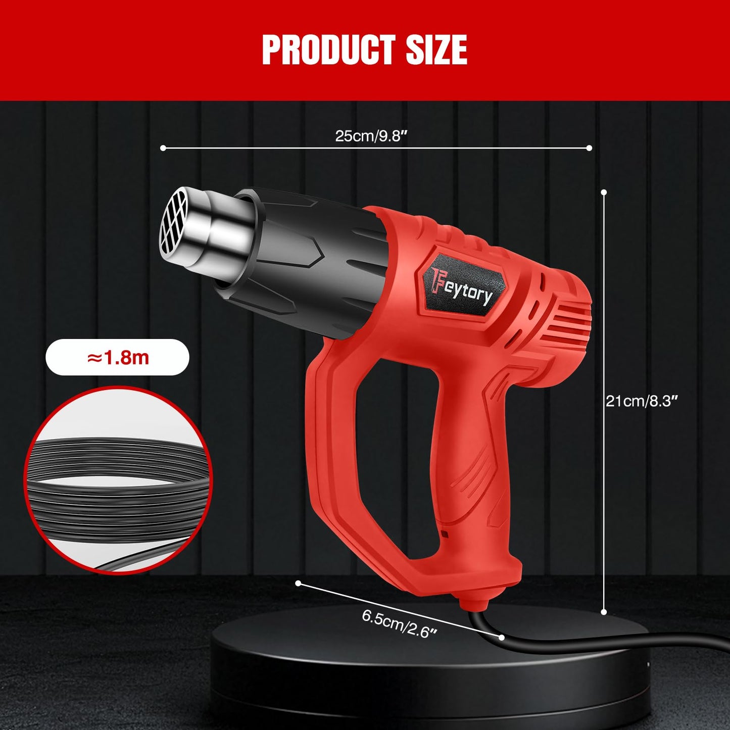 Heat Gun 2000W Hot Air Gun with 2 Temperature Settings 300℃ & 600℃, Dual Air Flow Heat Guns Kit with 4 Type Nozzles and Overload Protection, Great for DIY Crafts Removing Paint Bending PVC Pipe