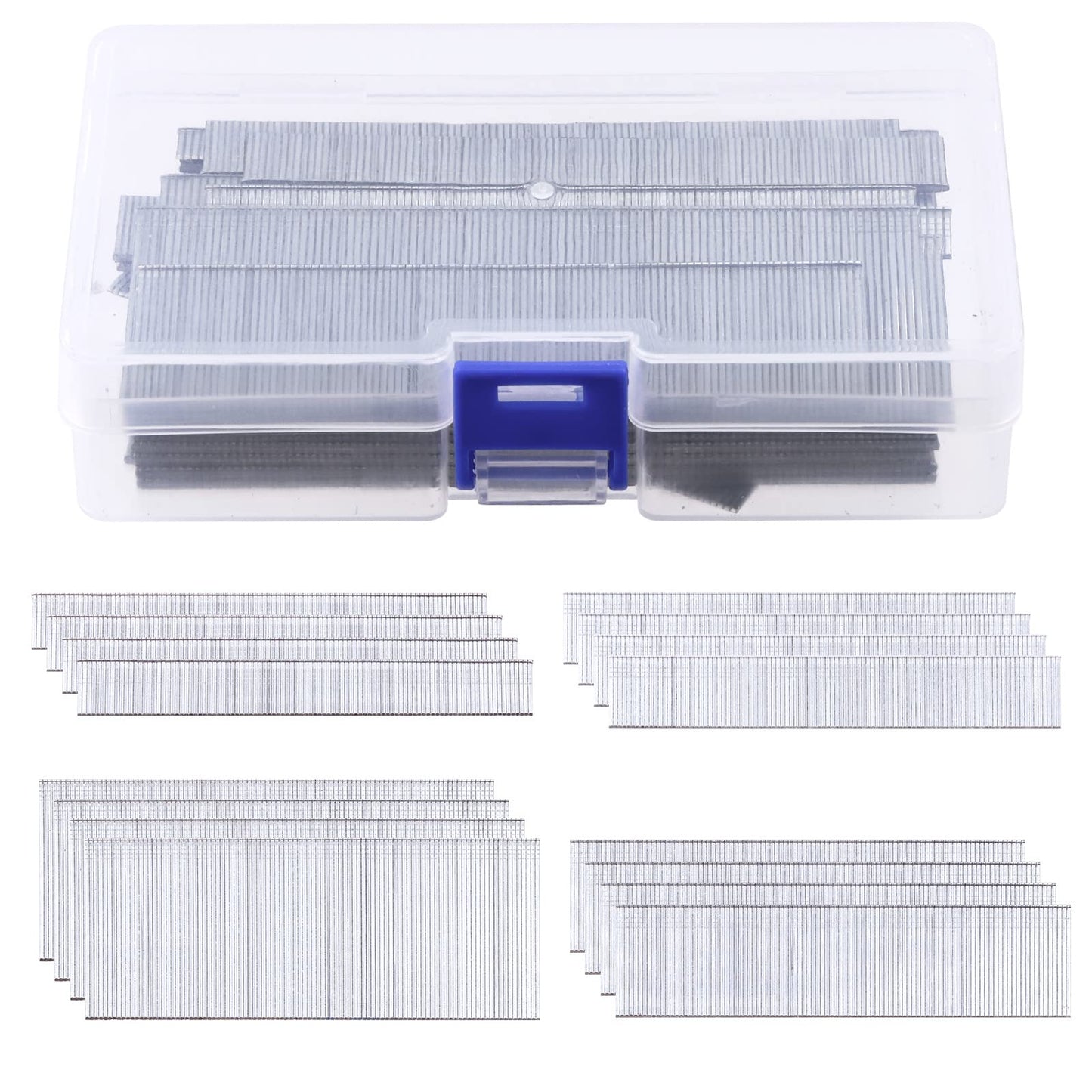 Keadic 4800Pcs 4 Sizes 18 Gauge Brad Nail Assortment Kit, 5/8", 1", 1-1/2", 2" Galvanized Steel Straight Finish Nails Gun Electric Finishing Pin Brads Nail for Moldings Cabinets Installation