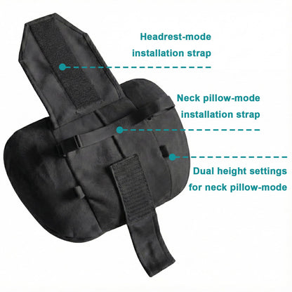 2PCS Welbrit Car Pillow for Car Neck Pillow for Driving Seat Leather Neck Support Soft Cushion Back Support Head-Rests for Vehicle Sleeping with Elastic Adjustment Strap (Black, Head)