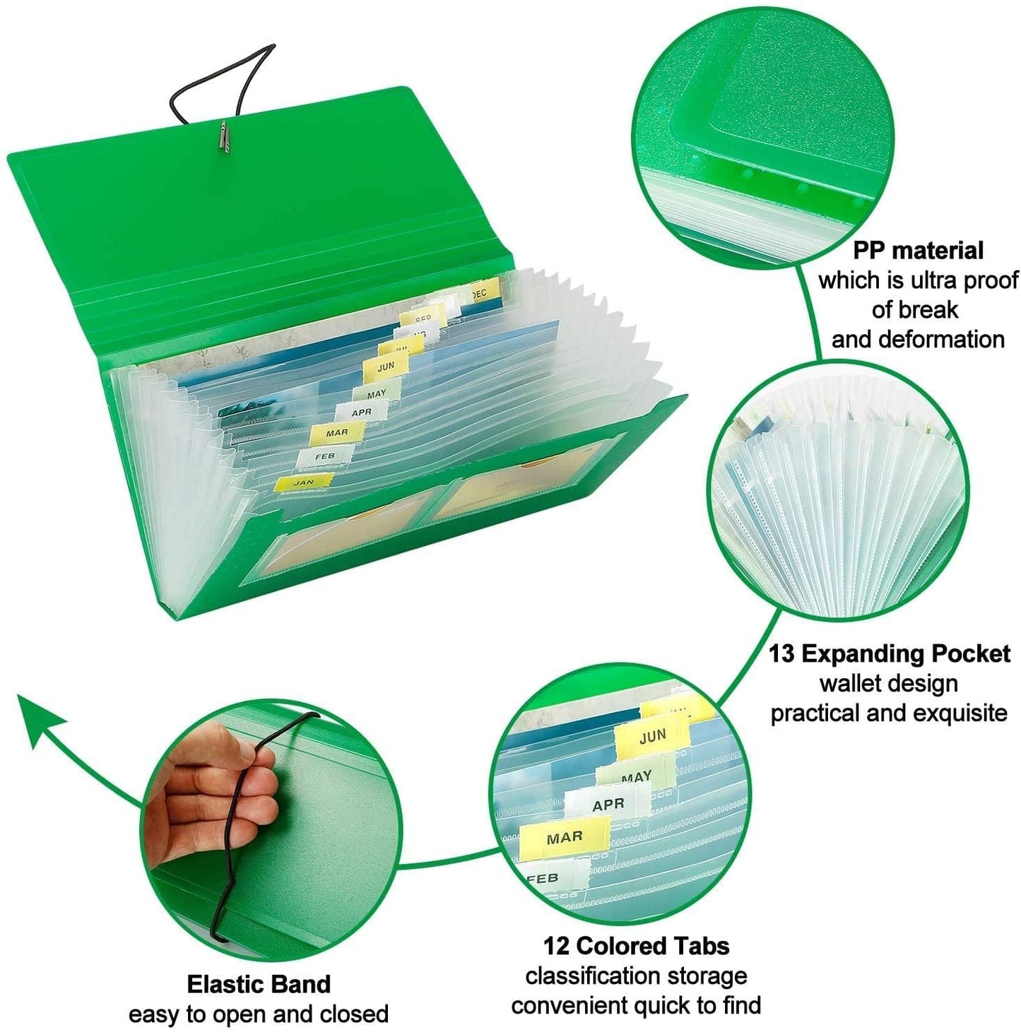 SEEKIND Expanding File Folder 4 Pack, 10.4' 5.5' Receipt Organizer Folder Accordion Folder Document with 13 Pocket for Office,Cards,Tickets-Water Resis …