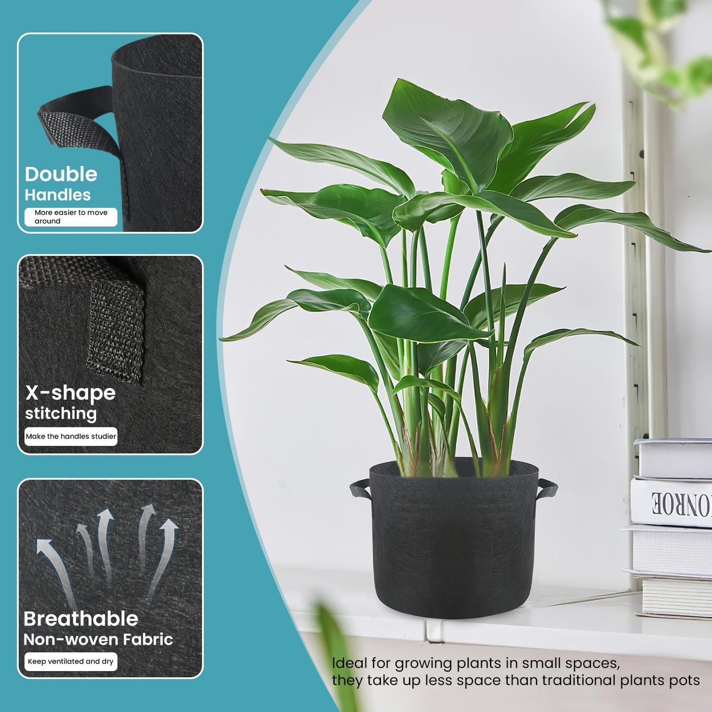 SunStream 10-Pack 2 Gallon Heavy Duty Thickened Nonwoven Fabric Pots Grow Bags with Handles