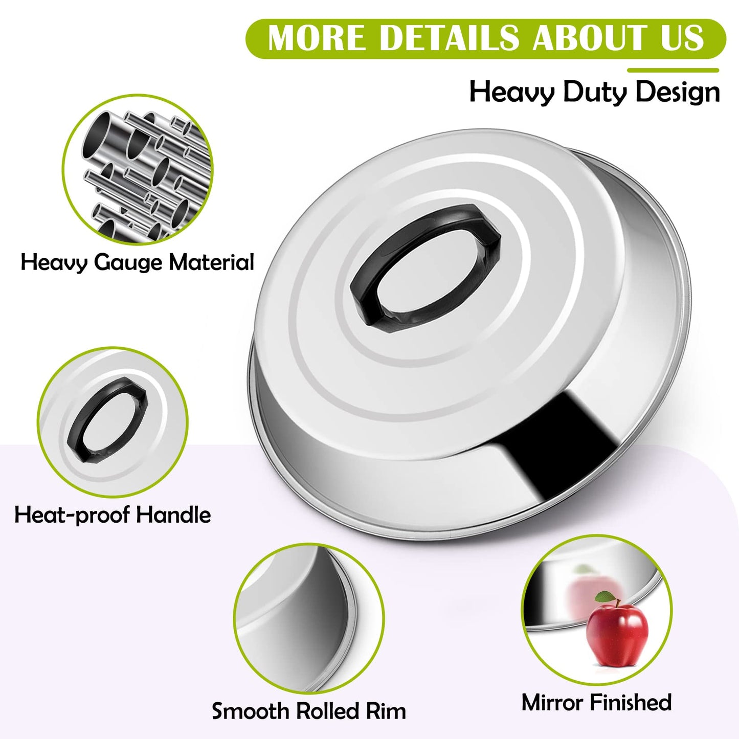 12 Inch Cheese Melting Dome Set of 2, Joyfair Basting Cover for Griddle Grilling Outdoor Camping/Flat Top Teppanyaki, Stainless Steel Lids with Heat-Proof Handle, Dishwasher Safe