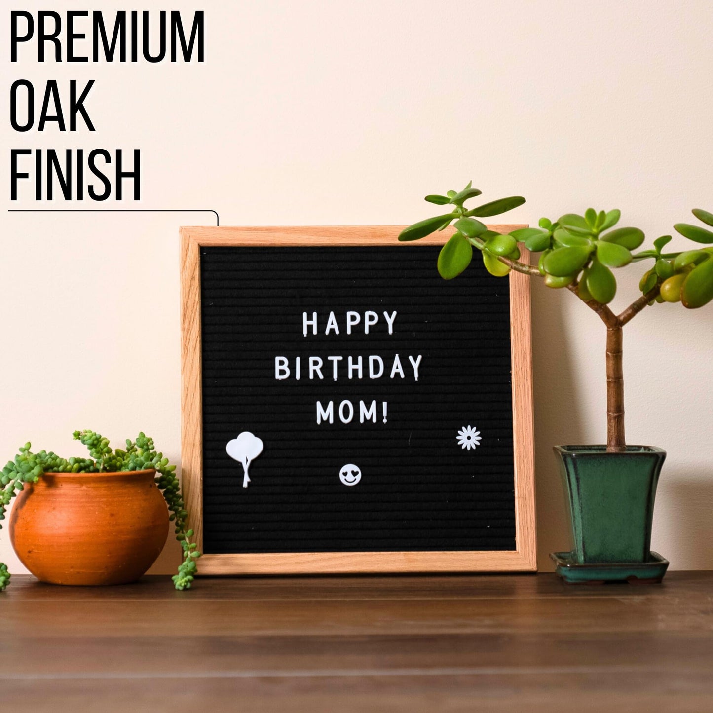 Black Felt Letter Board | 12"x12" Classy Wooden Frame with White Letters | Premium Changeable Sign Boards for Home Decor Motivational Quotes Baby Announcement Price List Message Letterboard With Stand For Small Business