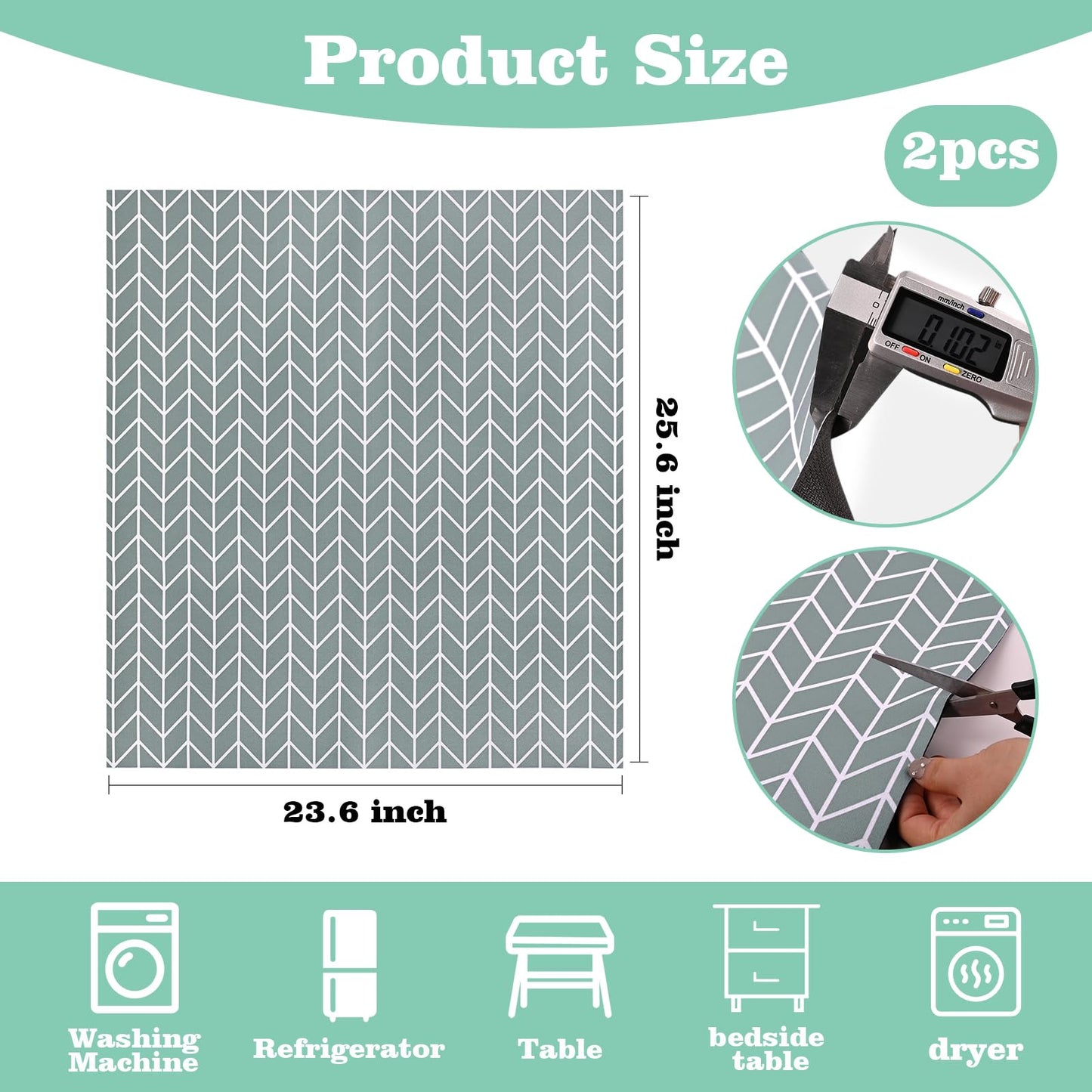 Actvty 2 Pcs Washer and Dryer Covers for the Top, 25.6'' x 23.6'' Washer Dryer Top Protector, Washing Machine Top Diatomite Rubber Protector Mat Non-Slip Scratch Protection Dust-Proof, D-152