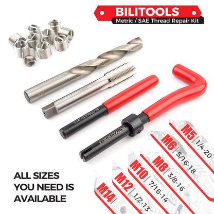 BILITOOLS M12x1.25 Thread Repair Kit, HSS Drill Helicoil Repair Kit Metric