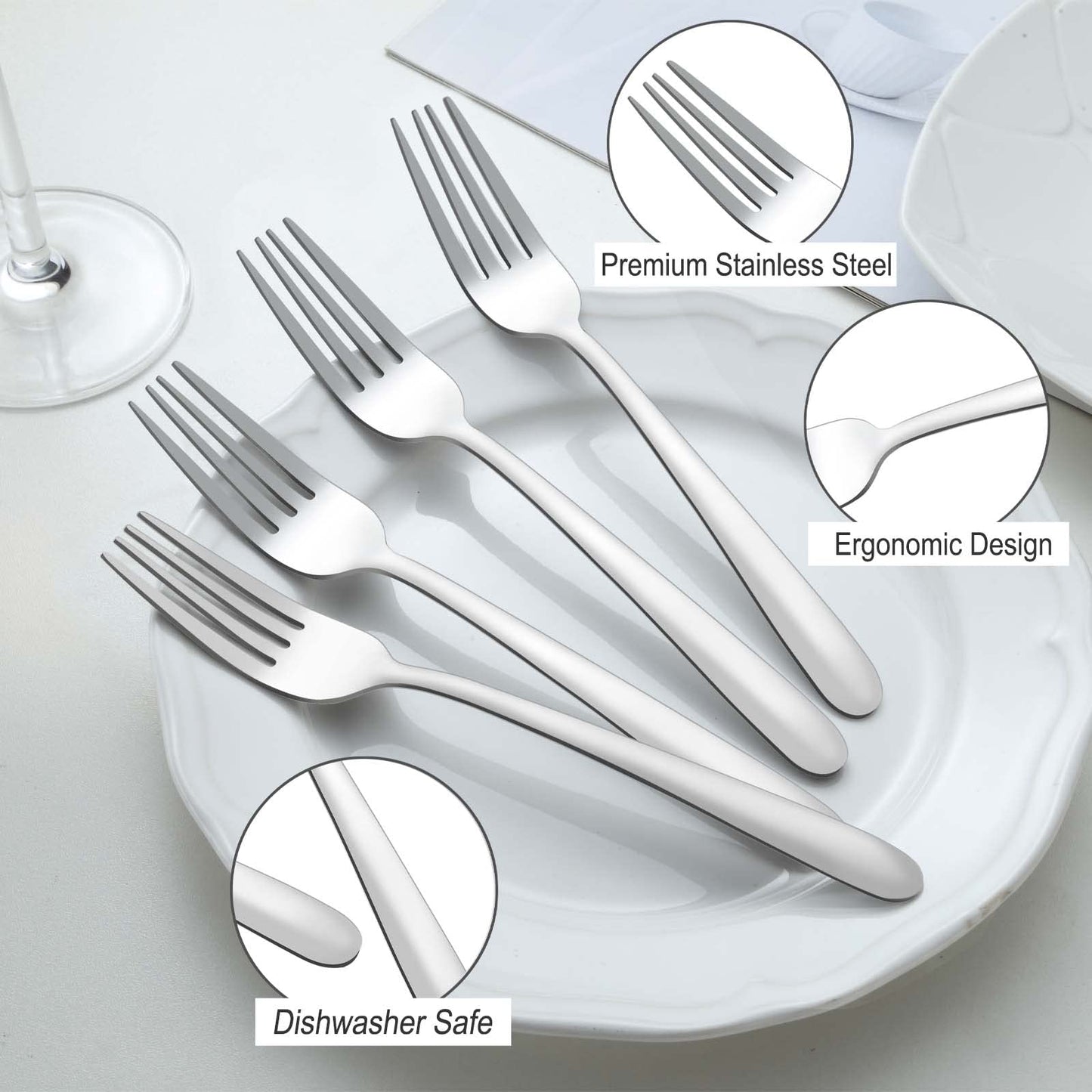 Pleafind 36-Pcs Dinner Forks Set, 8 Inch Forks Silverware, Stainless Steel Fork, Silverware Fork, Mirror Polished Fork Set, Small Forks for Home, Restaurant, Dishwasher Safe