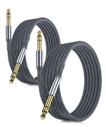 Ruxely 6.35mm TRS Instrument Cable 10FT 2-Pack,Straight 1/4 Inch Male Jack Stereo Audio Interconnect Cord,6.35 Balanced Lead Line for Electric Guitar,Bass,Keyboard,Mixer,Amplifier,Amp,Speaker,Equalizer