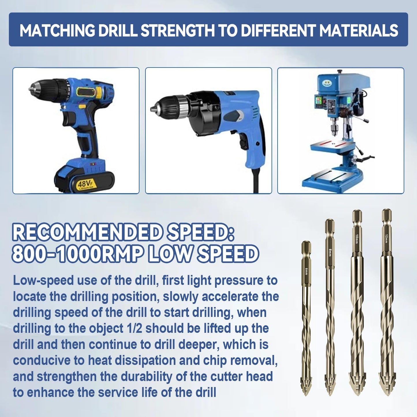 Four-Flute Sawtooth Eccentric Drill Bit, Multifunction Drill Bit Set High Hardness Skewed Head Eccentric Drill (Yellow,7PC: 3/4/5/6/8/10/12MM)