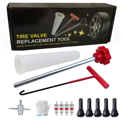 Quick Change Tire Valve Core Tool Kit - for Car, Truck, SUV, ATV, Motorcycle - Fits 11.3mm Rim Holes - Replace Valve Stems (TR413)
