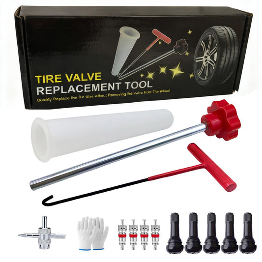 Quick Change Tire Valve Core Tool Kit - for Car, Truck, SUV, ATV, Motorcycle - Fits 11.3mm Rim Holes - Replace Valve Stems (TR413)