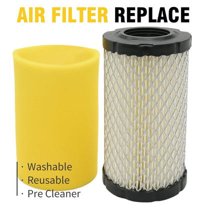 SYOWADA 793569 Air Filter 696854 Oil Filter Kit, Replacement for John Deere LA125 LA115 D100 D110 D120 L100 E110 Series 20-21 HP Lawn Mower Tractor, Replaces 793685 492932