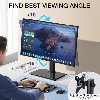 Rfiver Monitor Stand, Single VESA Monitor Stand for Desk with Swivel/Height Adjustable, Computer Monitor Riser for 13-32 inch Screens, Hold up to 44 lbs, Max VESA 100 x 100mm, Black