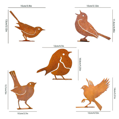 Reagia 5pcs Rusty Birds with Screws Birds Garden Silhouette Decoration Decorative Rusty Metal Garden Yard Art Metal Birds Bird Ornaments Patio Yard Landscape