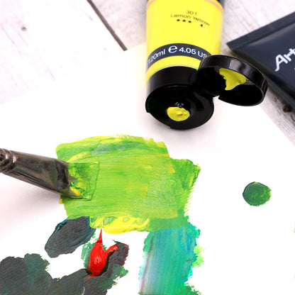 Artecho Professional Acrylic Paint Set, 8 Primary Colors (120ml / 4.05oz) Tubes, Art Craft Paints for Canvas Painting, Rock, Stone, Wood, Fabric, Art Supplies for Professional Artists, Adults, Students, Kids