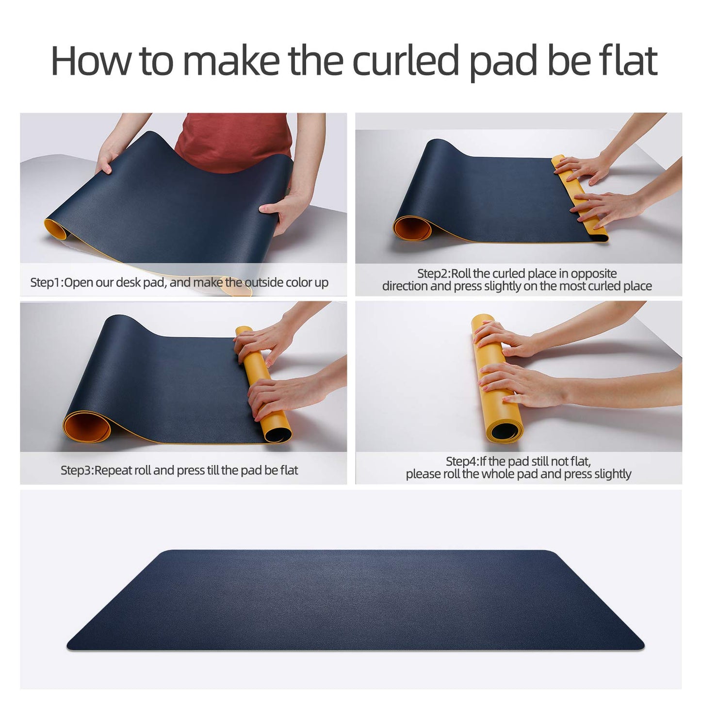 YSAGi Desk Mat, Mouse Pad,Waterproof Desk Pad,Large Mouse pad for Desk, Leather Desk Pad Large for Keyboard and Mouse,Dual-Sided Mouse Mat for Office and Home (31.5" x 15.7", Dark Tyrian Blue+Yellow)