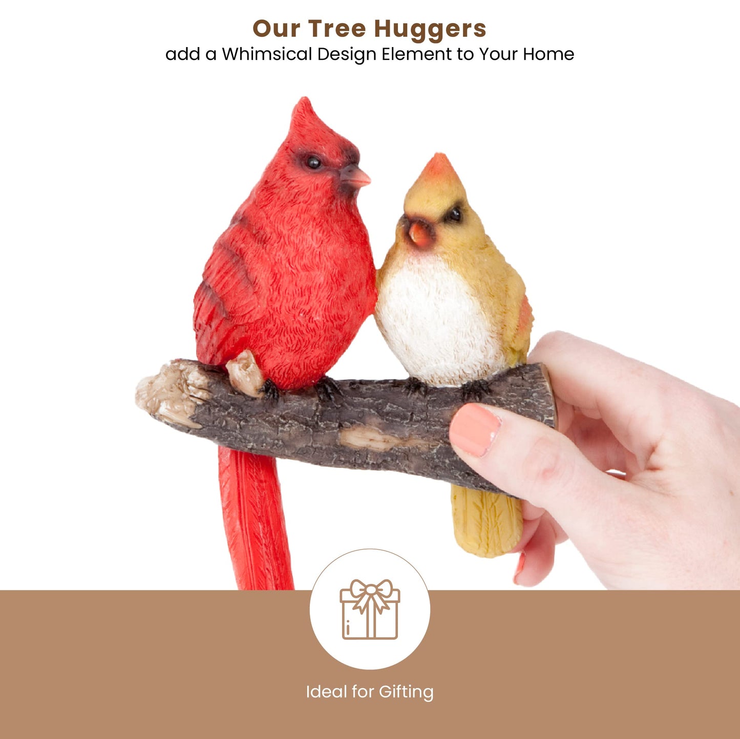 Bits and Pieces - Pair of Cardinals Tree Hugger - Animal and Bird Outdoor Décor Garden Statue