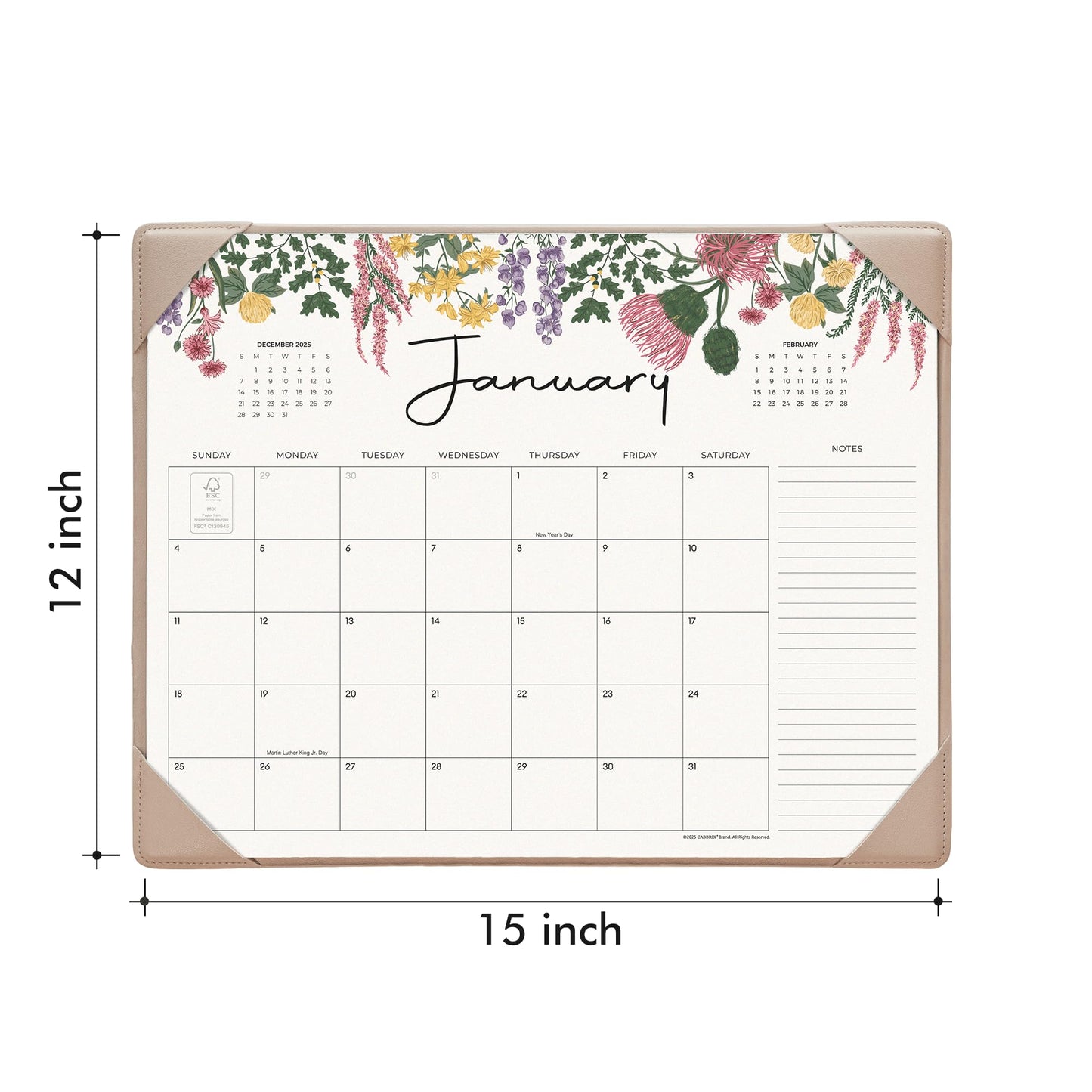 Cabbrix Desk Calendar 2026 with Desktop Mat, Desk Pad Calendar 15"x 12" From January 2026 to June 2027, Desk Calendar for Home Office and School, Easy Planning (Apricot)
