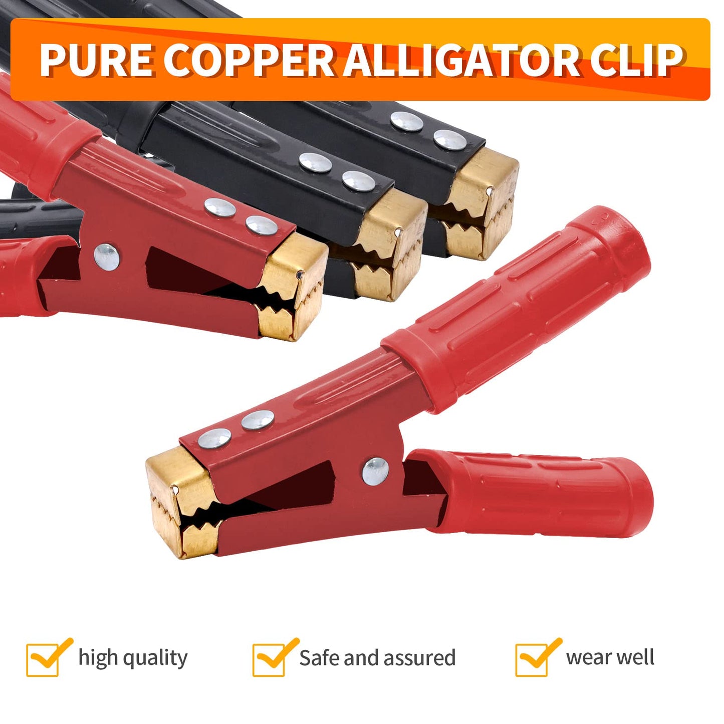 Saihisday 4PCS 1000A Battery Jumper Cable Clamps, Heavy Duty Car Battery Clamps Pure Copper, Battery Alligator Clamps for Jump Starter Cables