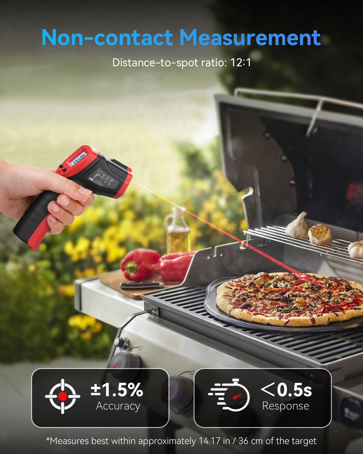 Wintact Laser Infrared Thermometer Gun -58℉ to 1094℉(-50℃ to 590℃) Non-Contact Digital Surface Temperature Gun with Max-Min Measure for Cooking Food, Pizza Oven, Grill, Griddle, HVAC NOT for Humans