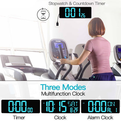 XREXS Large Digital Wall Clock with Remote Control, 16.5 Inch LED Large Display Count Up & Down Timer, Adjustable Brightness Alarm Clock with Day/Date/Temperature for Home, Gym, Office and Classroom