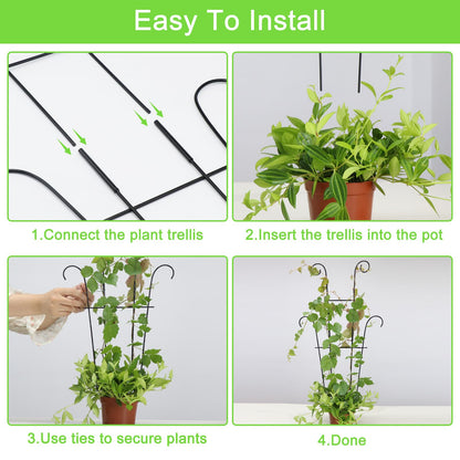 Xeeol 23in Plant Trellis for Potted Plants, Garden Trellis for Climbing Plants Indoor Outdoor 2p, Rustproof House Plant Support for Pothos Hoya Ivy Flower