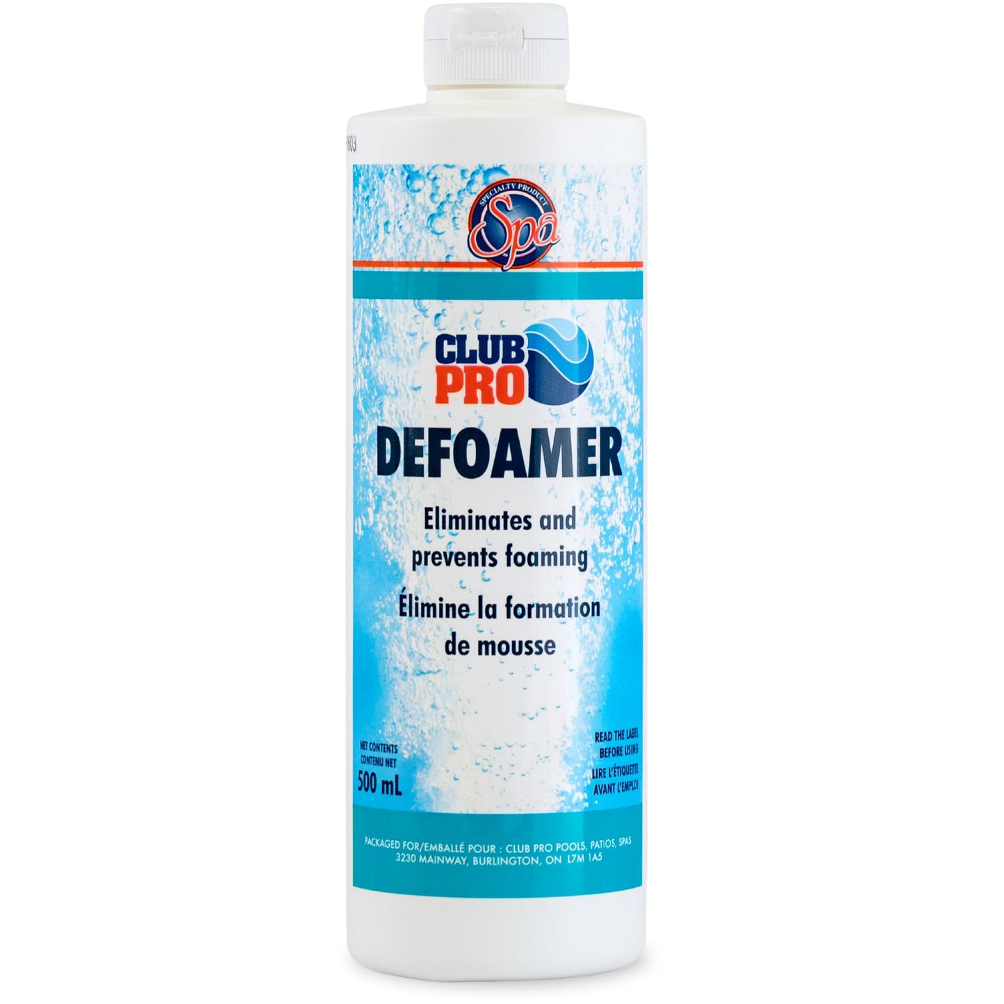 Club Pro | Defoamer (500ml) | Eliminates & Prevents Foaming in Hot Tub & Spa | Can Be Used with Other Hot Tub Chemicals & Accessories