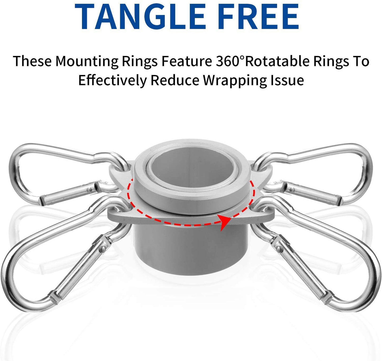 4 Pieces Flag Pole Rings,Aluminum Alloy Mounting Rings 360 Degree Rotating Flagpole Flag Mounting Rings Spinning Flag Pole Kit with Clip Hook for 1 Inch Diameter Flag Pole