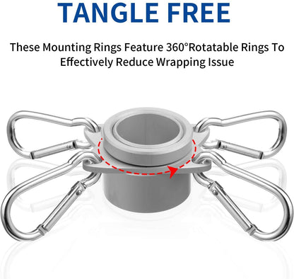 4 Pieces Flag Pole Rings,Aluminum Alloy Mounting Rings 360 Degree Rotating Flagpole Flag Mounting Rings Spinning Flag Pole Kit with Clip Hook for 1 Inch Diameter Flag Pole
