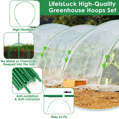45 Pcs Greenhouse Hoops for Raised Beds, 9 Sets Garden Hoops Grow Tunnel Rust-Free Fiberglass Hoop House Kit, Plant Support Garden Stakes Hoops Frame for Netting Shade Cloth Row Cover Garden Supplies