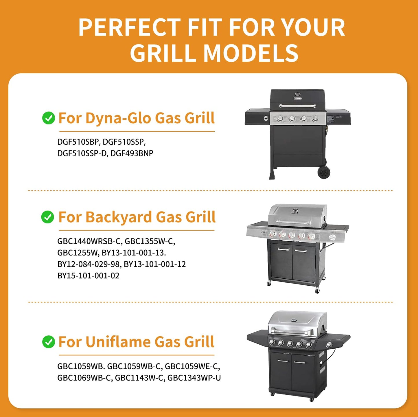 Rushare 15'' Grill Heat Plates Replacement Parts for Dyna-Glo, Backyard & Uniflame Grill, DGF510SBP, BY15-101-001-02, BY13-101-001-13, Porcelain Steel, 4-Pack, 15" x 3 13/16"