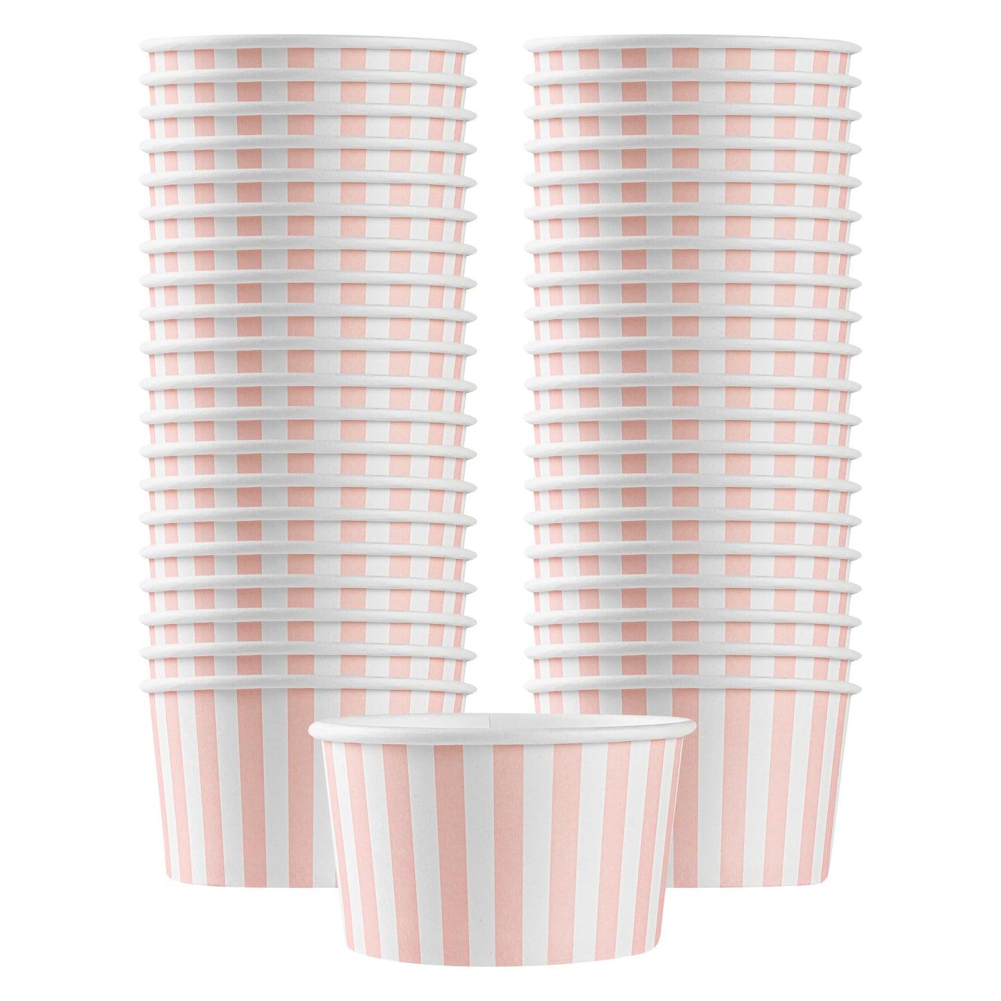 Coppetta 12-Ounce Dessert Cups, 50 Disposable Ice Cream Cups - Lids Sold Separately, Sturdy, Pink and White Paper FroYo Bowls, for Hot and Cold Foods, Perfect for Gelato Or Mousse - Restaurantware