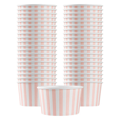 Coppetta 12-Ounce Dessert Cups, 50 Disposable Ice Cream Cups - Lids Sold Separately, Sturdy, Pink and White Paper FroYo Bowls, for Hot and Cold Foods, Perfect for Gelato Or Mousse - Restaurantware
