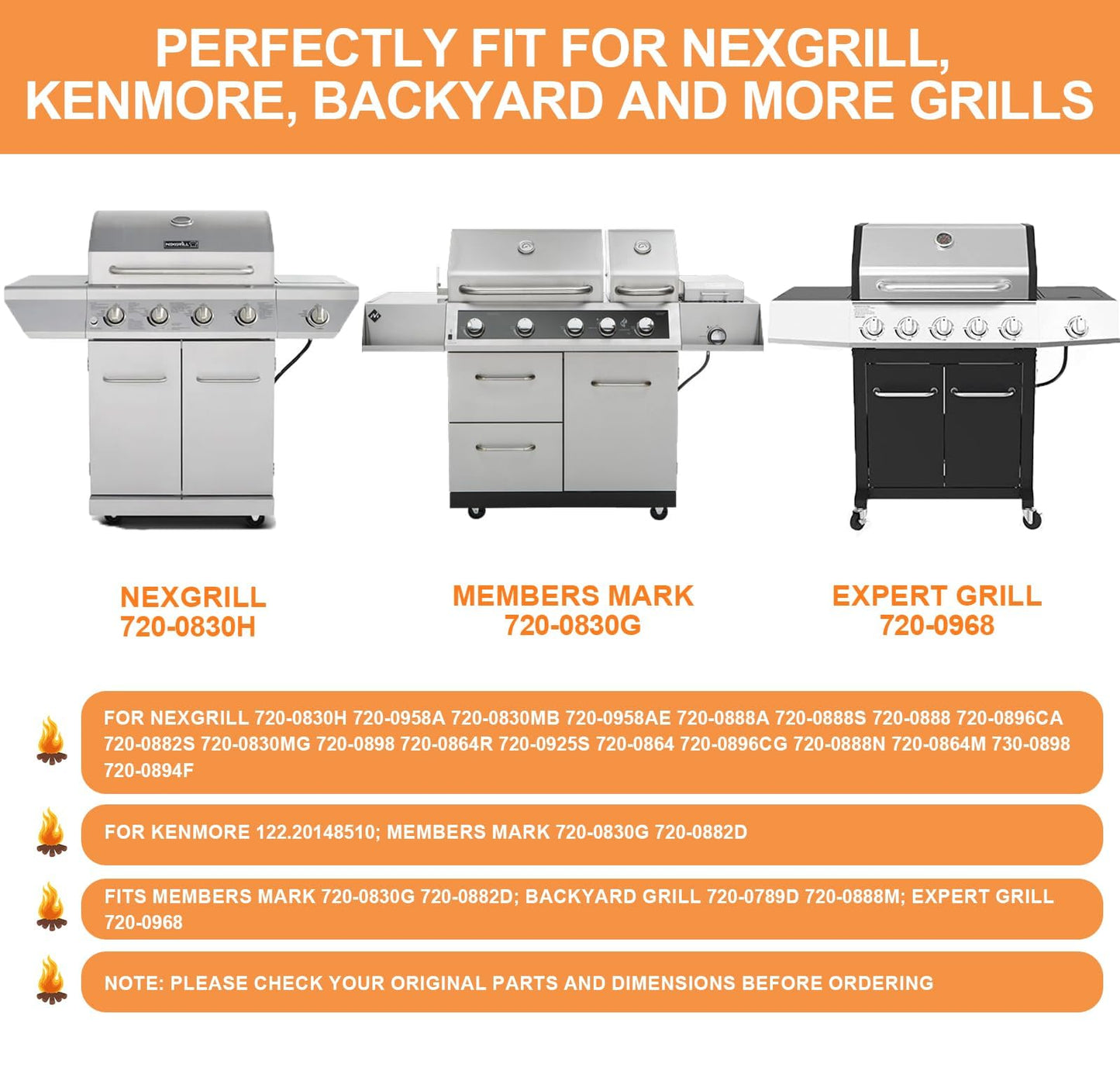 BBQ Parts Heat Shield Plate for Nexgrill BBQ Replacement Parts 720-0830H 720-0898 720-0864 720-0896B 720-0830A 720-0925 Flame Cover/Flame Shields/Flame Tamers for Backyard Grill Replacement Parts,4PCS