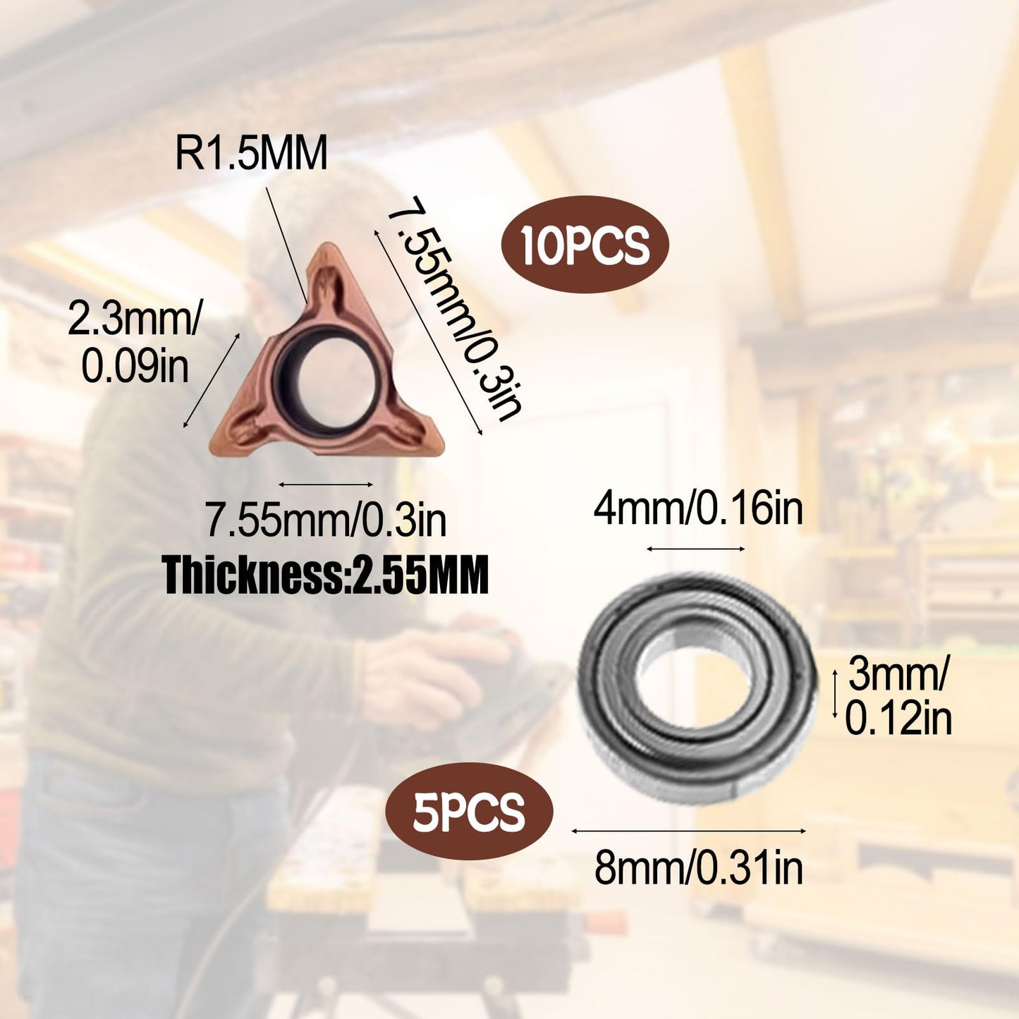 10Pcs Triangle Cutter Heads R Angle for Pneumatic Chamfering Machine,Carbide Turning Inserts for Mini Pneumatic Chamfering Tool Replacement Lathe Blades for Deburring on Wood Metal Plastic
