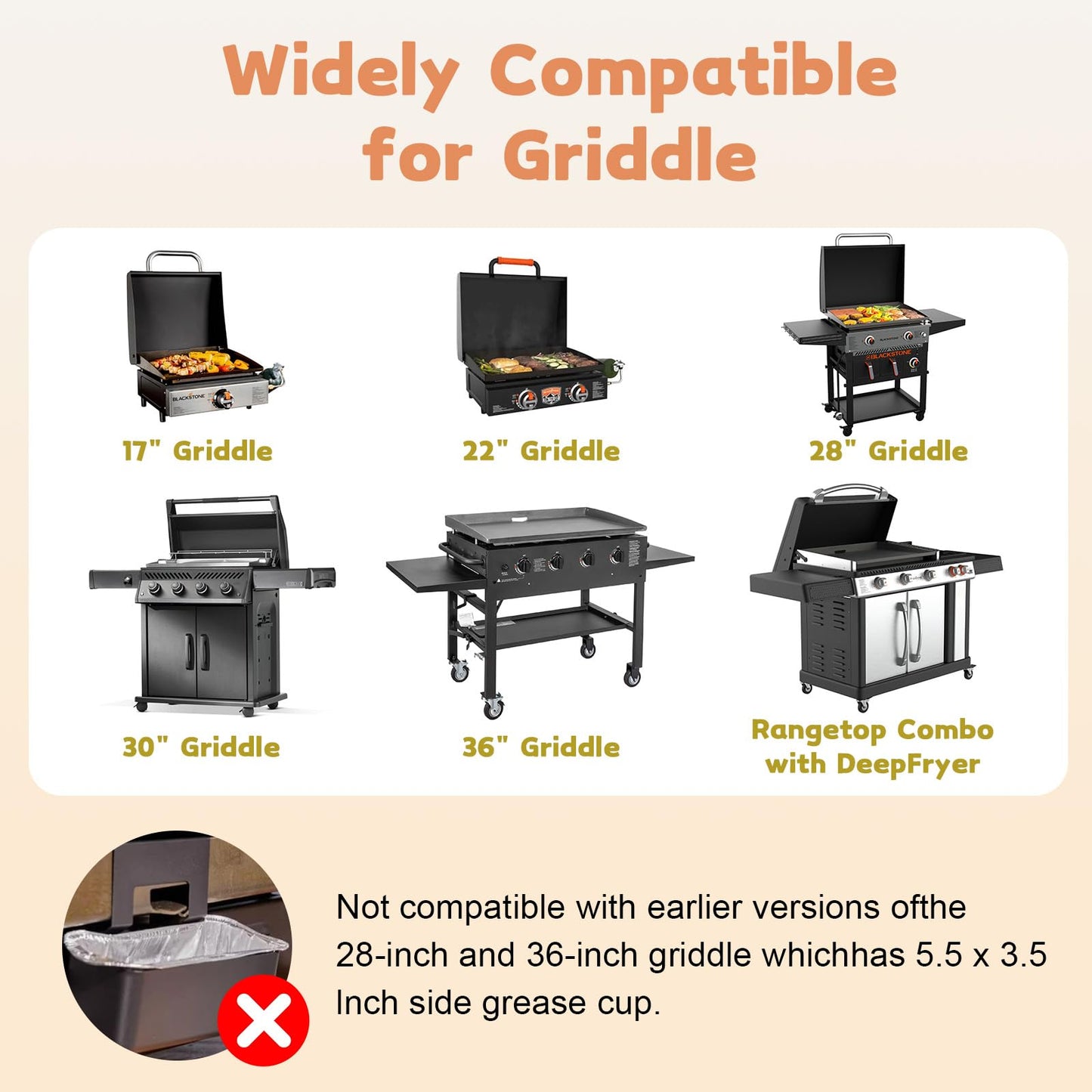 Blackstone Griddle Grease Cup Liner: 20 Pcs Grease Catcher for Blackstone Grill 17 22 28 30 36 Inch Blackstone Griddle Accessories Aluminum Drip Pan Liners Replacement Parts