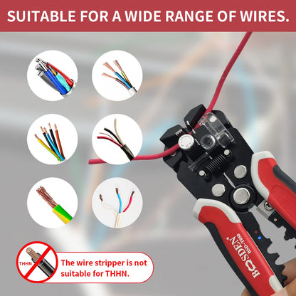 BOOSDEN Wire Stripper, Self Adjusting Universal Wire Stripper Tool, Automatic Wire Stripper and Crimping Tool, 3-in-1 Wire Stripper Pliers with Wire Cutter Crimper, 10-24 AWG Wire Strippers Electrical