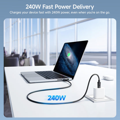 Cable Matters Long USB C Monitor Cable 8.2 ft / 2.5m with 4K 60Hz Video Resolution, 240W Power Delivery, and 5Gbps USB-C 3.1 Gen 1 Data Transfer Compatible with Apple Vision Pro, Meta Quest 3