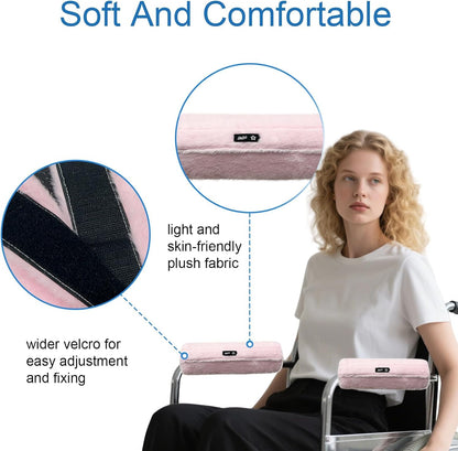 SPRING SEAON Wheelchair Armrest Covers 2 Pack Soft Memory Foam Wheelchair Armrest Pads Wicking Washable for Office Transport Chair(Pink)