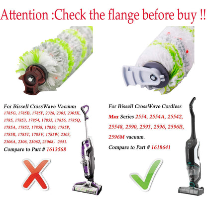 Replacement Parts for Bissell CrossWave Max 2554 2554A 2590 2593 2596 and HydroSteam 35151 3515 35152 3513 3518, 3 Pack CrossWave Pet Brush Rolls 2788 and 3 Pack Filters 1866, Part 1618641 1608684